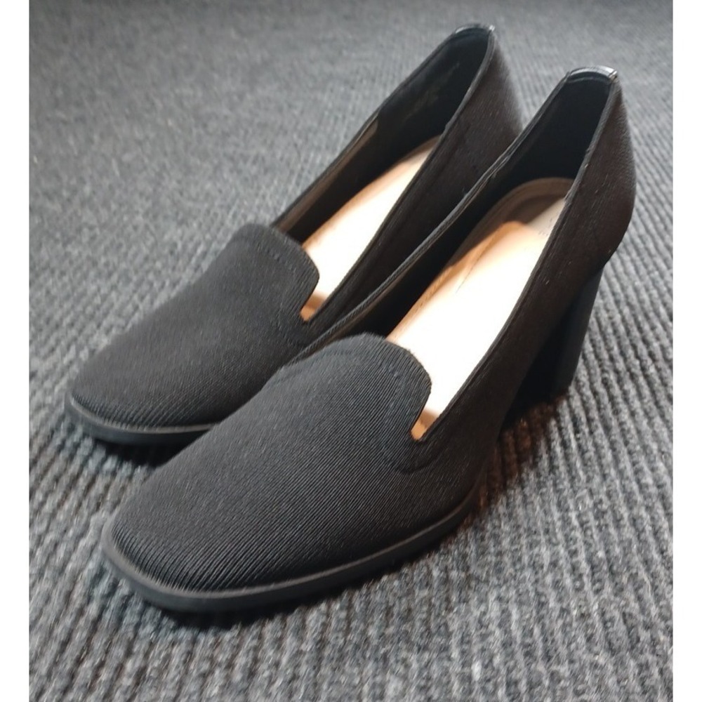 Adrienne Vittadini Brittiny Women's 10M Black Stretch Heeled Slip-on Pumps Shoes